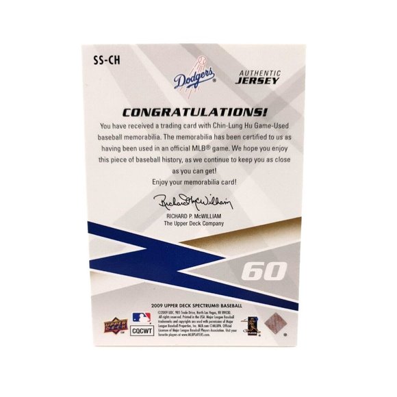 Chin-Lung Hu SS CH LA Dodgers 2009 Upper Deck Spectrum Spectrum Swatches Blue - Picture 2 of 2